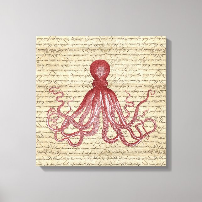 Vintage octopus canvas print (Front)
