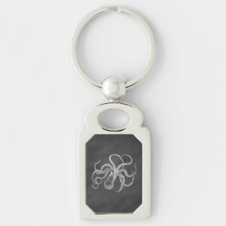 Vintage Octopus Chalkboard Background Template Key Ring