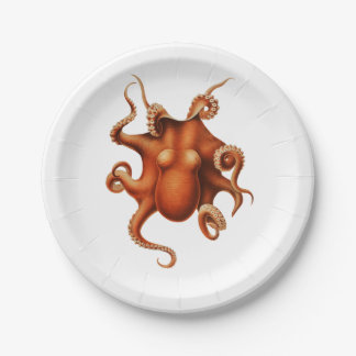 Vintage Octopus Classic Style Paper Plate