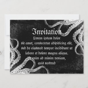 Vintage Octopus Dark Invitation