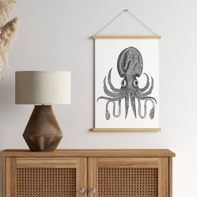 Vintage Octopus Drawing in Black and White  Poster (Creator Uploaded)