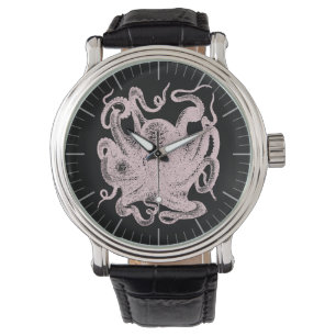 Vintage Octopus Engraving Illustration Watch