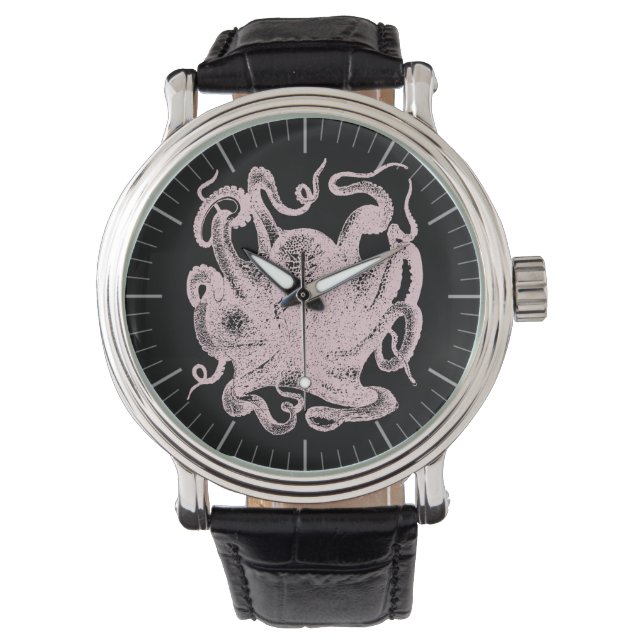Vintage Octopus Engraving Illustration Watch (Front)