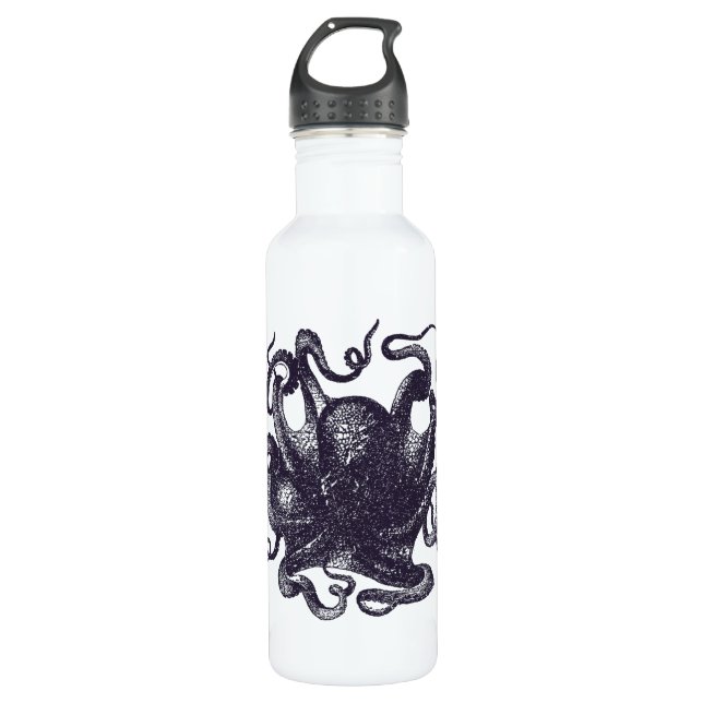 Vintage Octopus Illustration 710 Ml Water Bottle (Front)