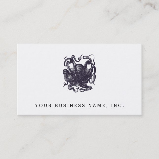 Vintage Octopus Illustration Business Card (Front)