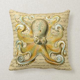 Vintage Octopus Illustration - Octopoda Vulgaris Cushion