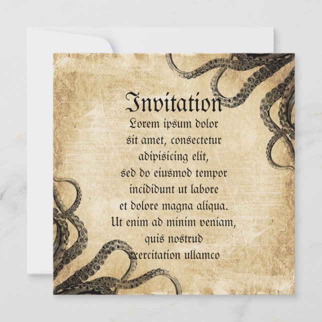 Vintage Octopus Invitation (Front)