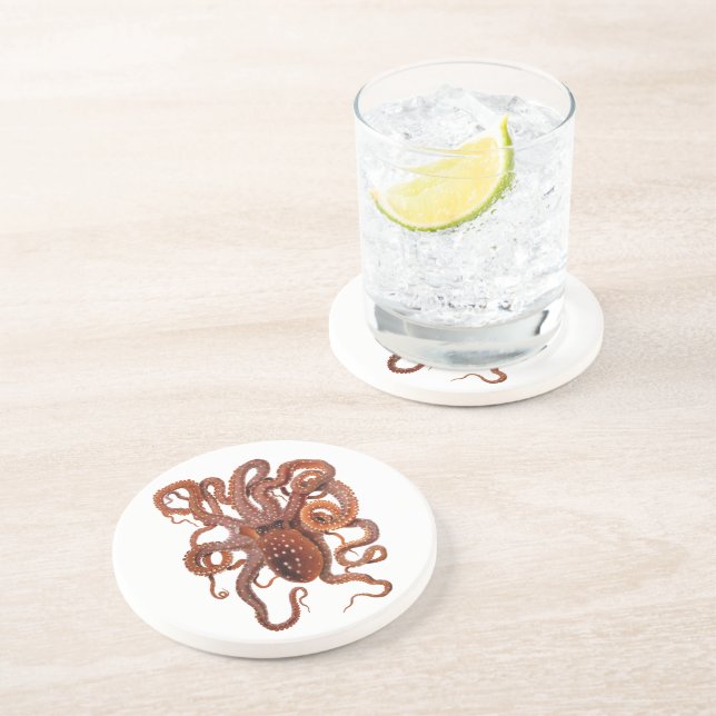 Vintage Octopus Macropus, Marine Aquatic Animals Coaster (Side)