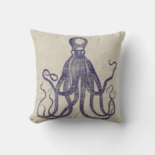 Vintage Octopus Marine Biology Illustration Cushion