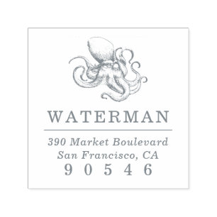 Vintage Octopus   Nautical Return Address Self-inking Stamp