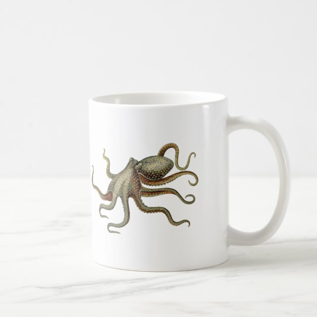 Vintage Octopus Nautical Sea Creature Coffee Mug (Right)