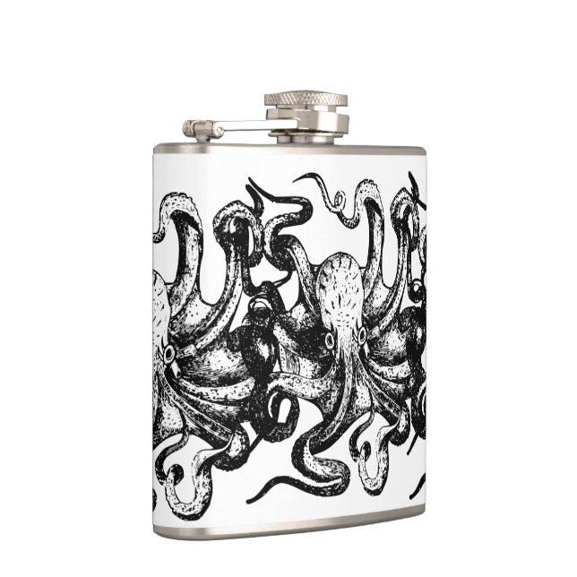 Vintage Octopus  Nautical Themes  Hip Flask (Right)