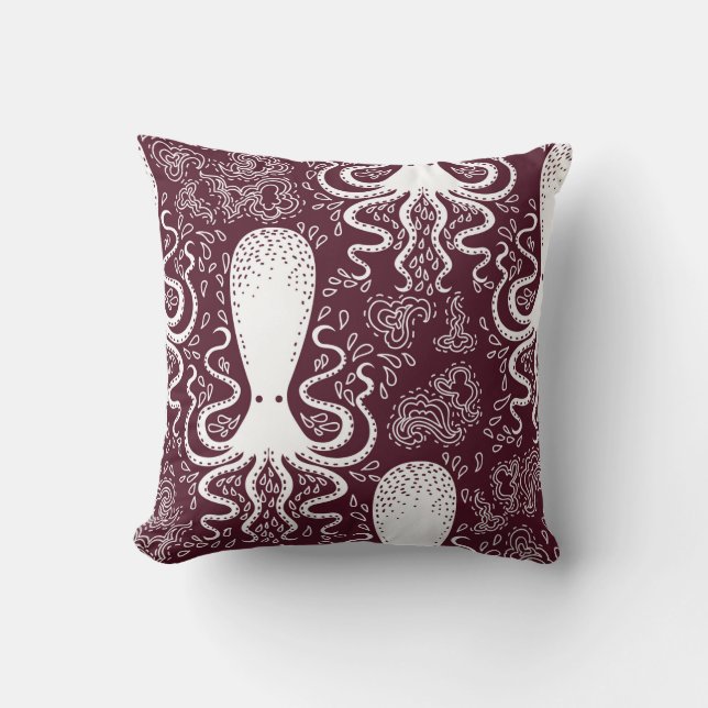 vintage Octopus pattern. Cushion (Front)