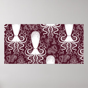 vintage Octopus pattern. Poster