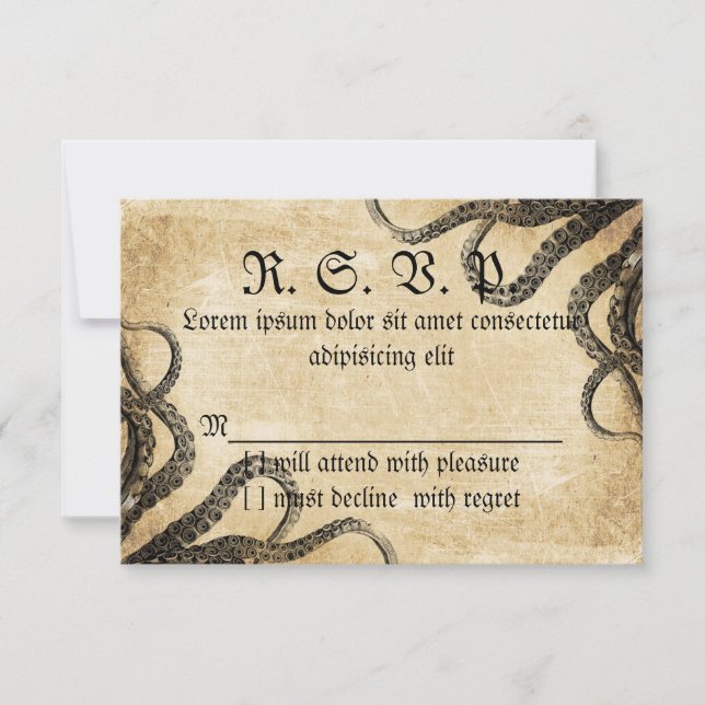 Vintage Octopus RSVP Card (Front)