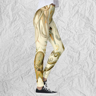 Vintage Octopus Squid Gamochonia by Ernst Haeckel Leggings