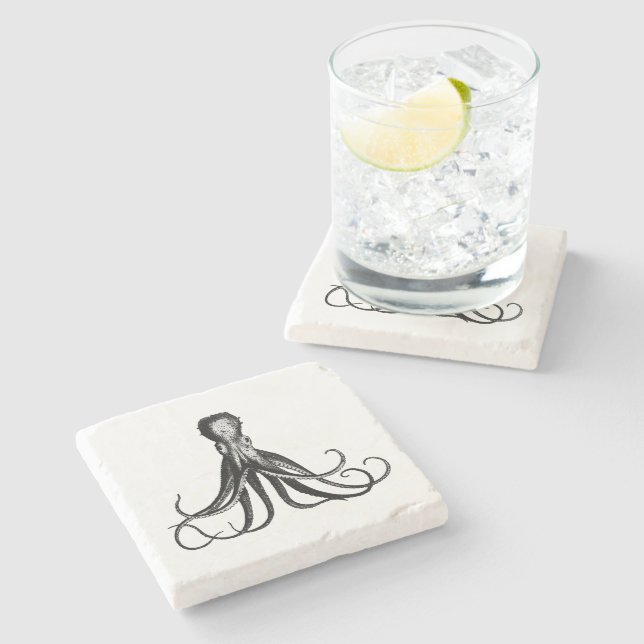 Vintage Octopus Stone Coaster (Side)