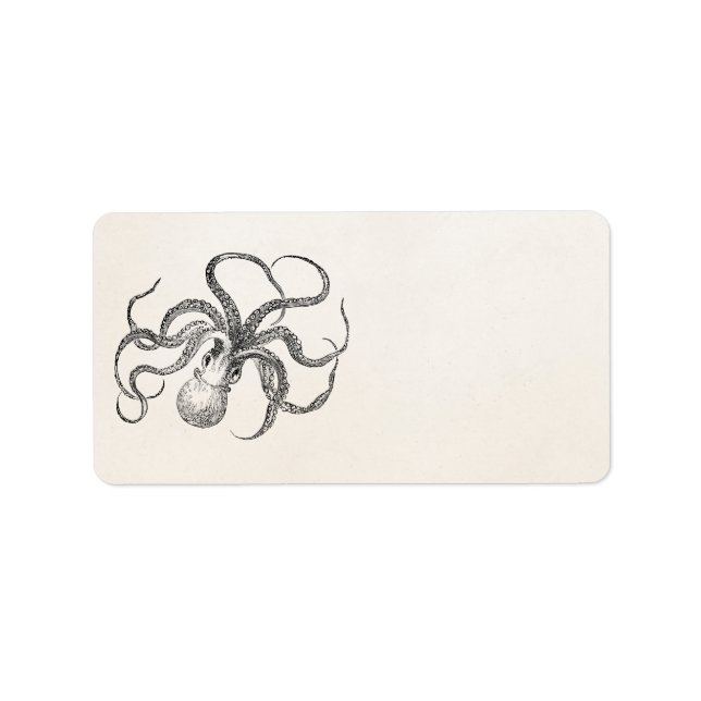 Vintage Octopus Template on Antique Paper Label (Front)
