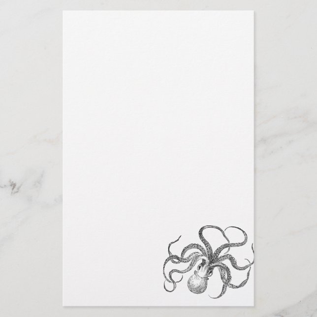 Vintage Octopus Template Stationery (Front)