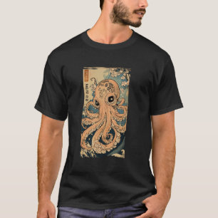 Vintage Octopus Ukiyo-e Japanese Retro Blossom Oce T-Shirt