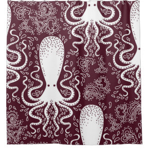 Vintage Octopus: Underwater Pattern Splendour Shower Curtain