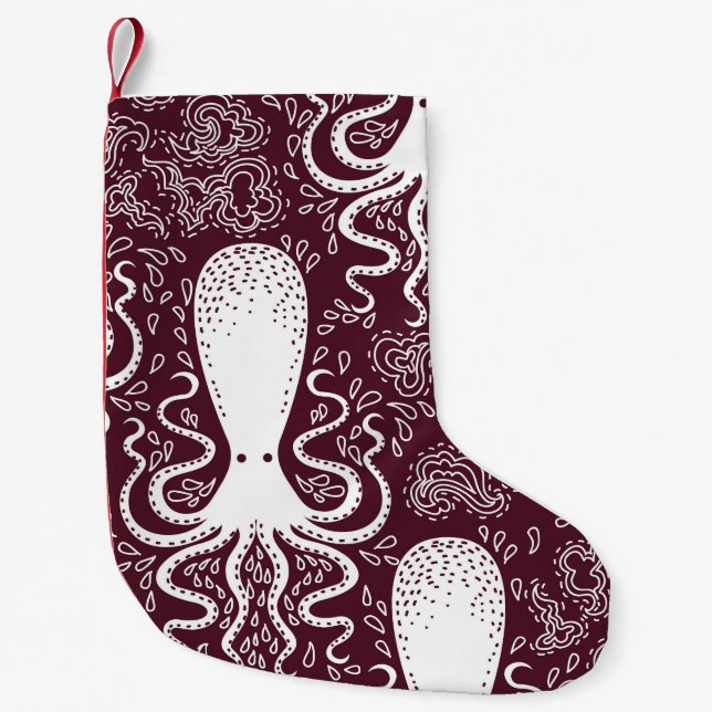 Vintage Octopus: Underwater Pattern Splendour Small Christmas Stocking (Front)