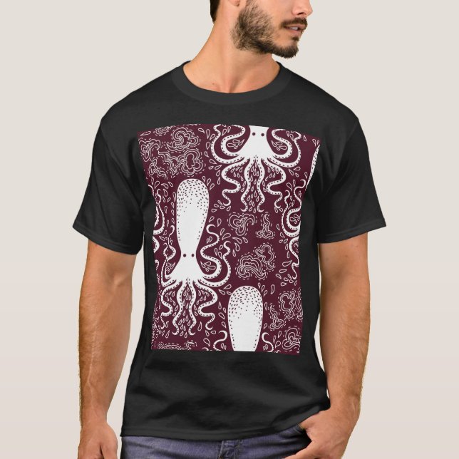 Vintage Octopus: Underwater Pattern Splendour T-Shirt (Front)
