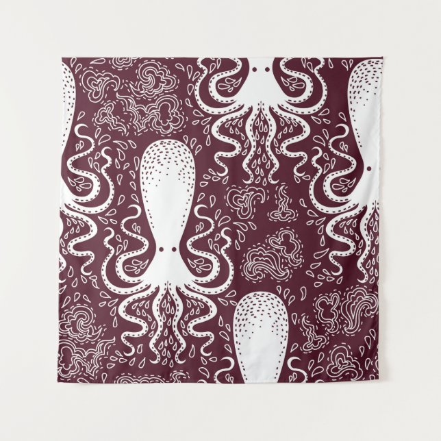 Vintage Octopus: Underwater Pattern Splendour Tapestry (Front)