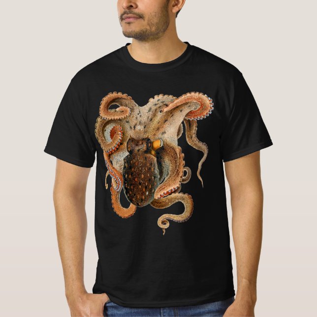 Vintage Octopus Vulgaris, Marine Life Animals T-Shirt (Front)