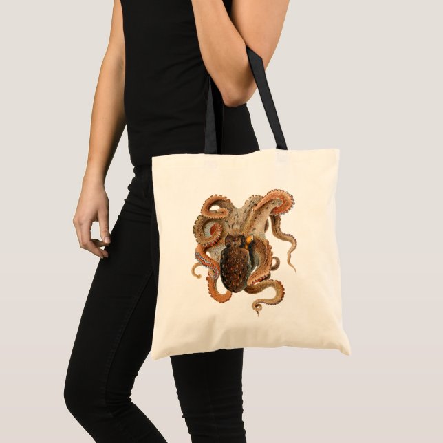 Vintage Octopus Vulgaris, Marine Life Animals Tote Bag (Front (Product))