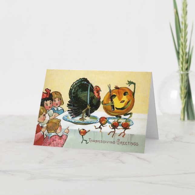 Vintage Odd Food Thanksgiving Card (Front)