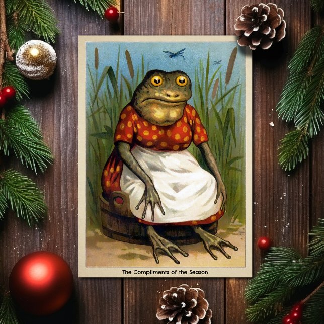 Vintage Odd Frog Lady Christmas Card (Creator Uploaded)