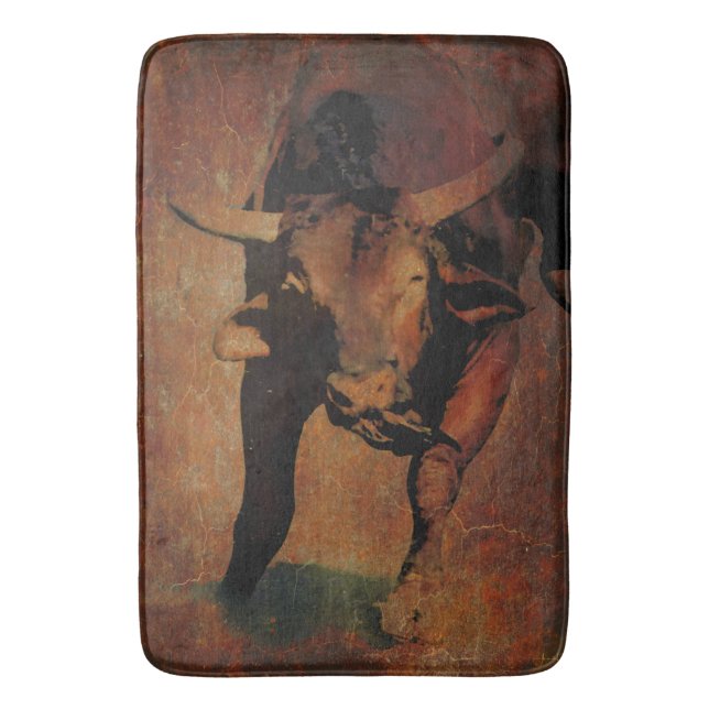Vintage of a Kind Bath Mat Western Bull (Front Vertical)