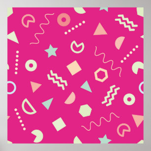 Vintage of seamless repeat pattern with Memphis on Poster