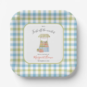 Vintage off the market Bridal Shower: green & blue Paper Plate