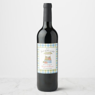 Vintage off the market Bridal Shower: green & blue Wine Label