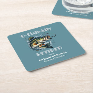 Vintage OFishAlly Retired Big Fish Take The Bait  Square Paper Coaster