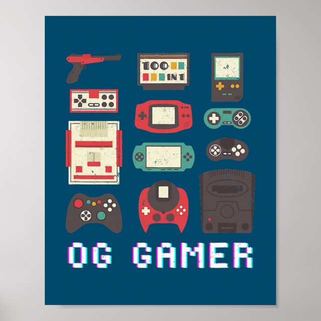 Vintage OG Gamer Video Game Retro Graphic  Poster (Front)