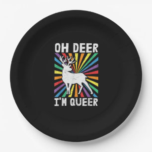 Vintage Oh Deer I'm Queer Pride LGBT Gay Lesbian   Paper Plate