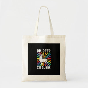 Vintage Oh Deer I'm Queer Pride LGBT Gay Lesbian Tote Bag