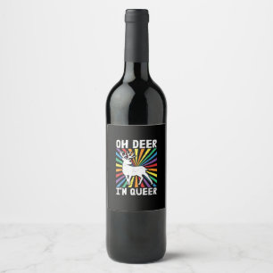 Vintage Oh Deer I'm Queer Pride LGBT Gay Lesbian   Wine Label