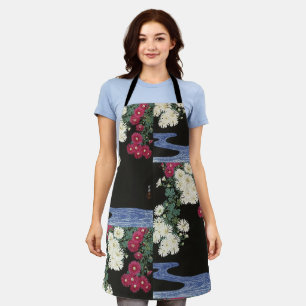 Vintage Ohara Koson Chrysanthemum Art Apron