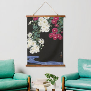 Vintage Ohara Koson Chrysanthemum Art Hanging Tapestry