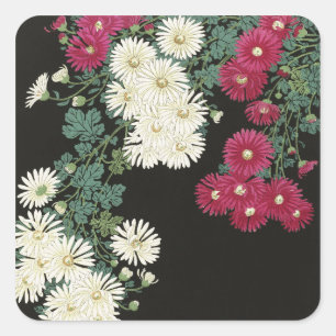 Vintage Ohara Koson Chrysanthemum Art Square Sticker