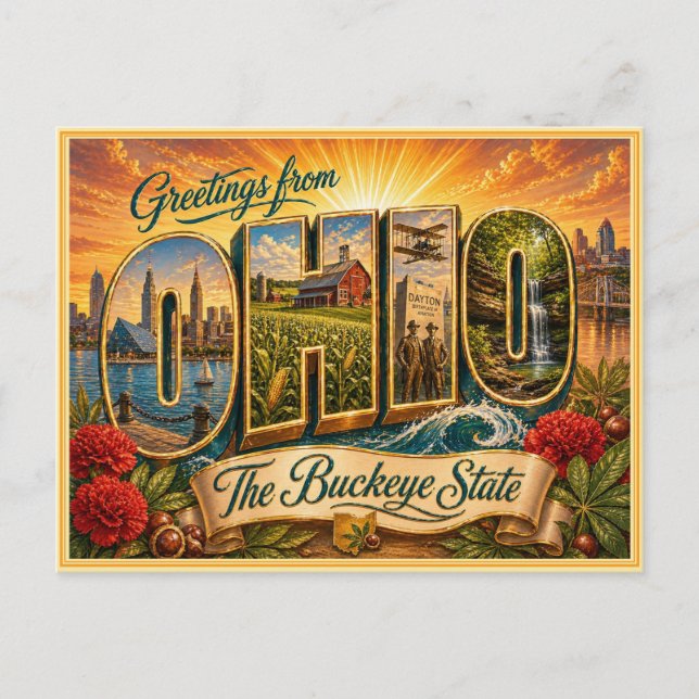 Vintage Ohio Greeting From Postcard (Front)