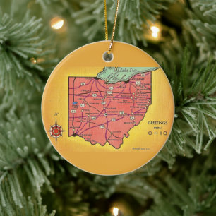 Vintage Ohio Map Ornament