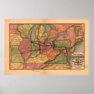 Vintage Ohio River Valley Railroad Map (1874) Poster
