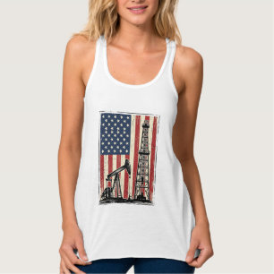 Vintage Oilfield American Flag Vector Shirt Design