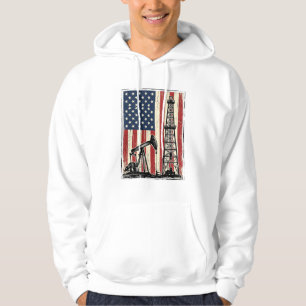 Vintage Oilfield American Flag Vector Shirt Design