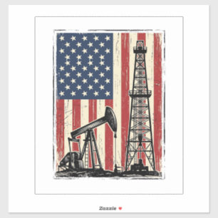 Vintage Oilfield American Flag Vector Shirt Design